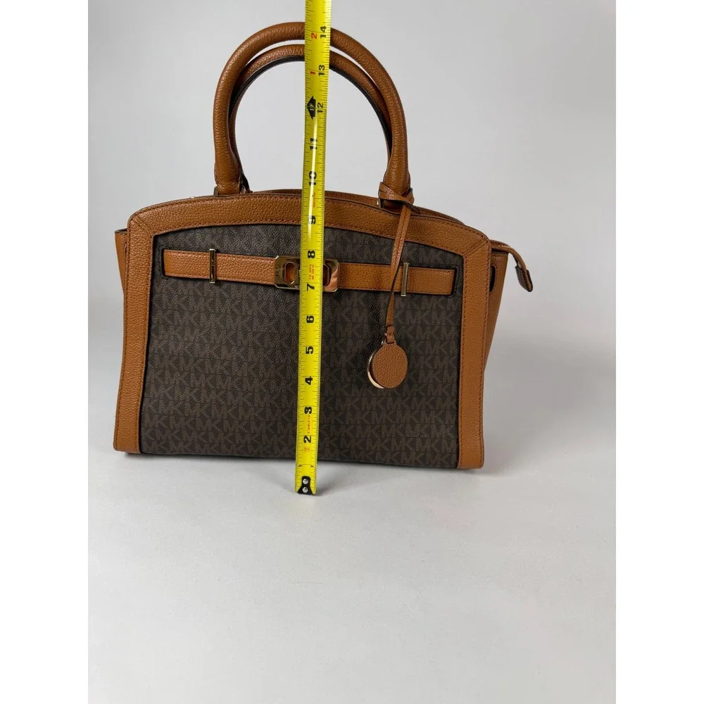 Michael Kors Karson‎ Satchel Brown Signature MK Logo Acorn Leather Handbag